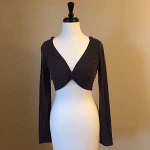 Express gray hooded cropped top size small